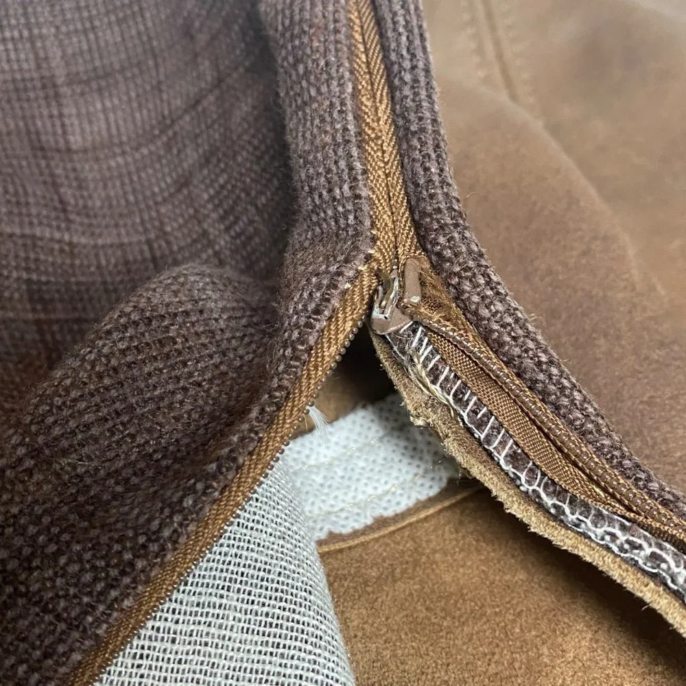Lovesac‎ brown pillow case cover (needs new zipper) leather/polyester